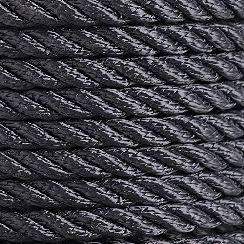 Made Nylon 3 Strand Anchor/Rigging Line Anchor Rope 3/8 Inch 100FT 150FT Black (3/8" x 100')