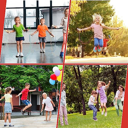 Shappy 24 Pcs Jump Rope Bulk 7.25 ft Adjustable Cotton Skipping Rope with Wooden Handle Braided Fitness Jumping Rope for Training Outdoor Exercise Fun Activity Party Favor