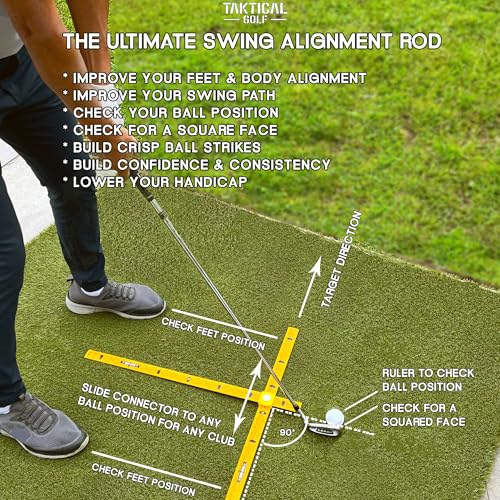 Compact Golf Alignment Sticks & Swing Aid – Pocket-Sized Modular Ruler System to Fix Slice, Takeaway, Stance, Putting & Posture | Indoor & Outdoor Golf Training Tool