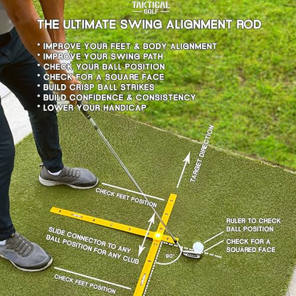 Compact Golf Alignment Sticks & Swing Aid – Pocket-Sized Modular Ruler System to Fix Slice, Takeaway, Stance, Putting & Posture | Indoor & Outdoor Golf Training Tool