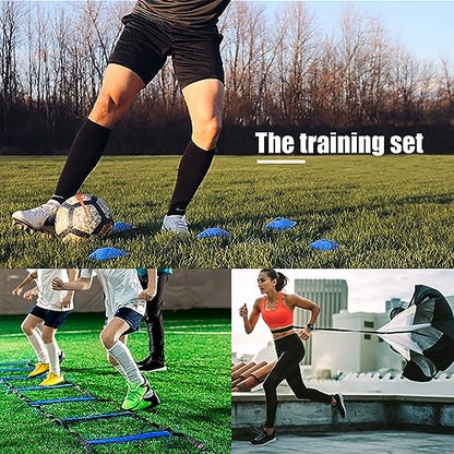 Football Training Equipment | Speed Agility Training Set, Including 1 Agility Ladder, 4 Steel Piles,12 Disc Cones,1 Resistance Umbrella .| for Athletes/Sports Including Football & Basketball