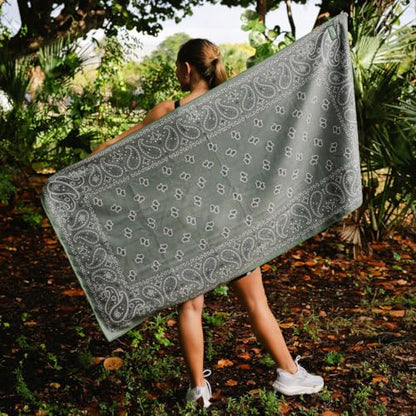 Sprints Athletic Running Towel, Full-Sized, Car Seat Cover - Performance Microfiber (Paisley Probs Green) - color: Paisley Probs Green W/ Snaps