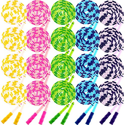 20 Pack Jump Ropes for Adults Kids, 9.2 ft Adjustable Length Free Segmented Skipping Rope Bulk for Field Day Game, Soft Beaded Jumping Ropes for Women Men Exercise Weight Loss