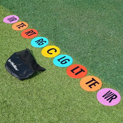Football Lineman Splits Marker Flat Spot Markers for Positioning and Blocking Coaching Training - color: Black Text