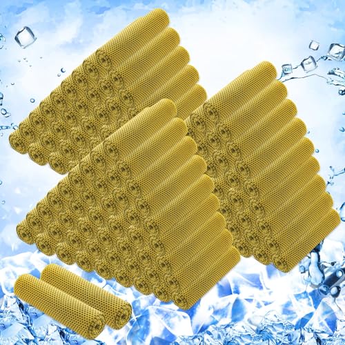 150 Pack Cooling Towels Bulk 40 x 12 Inch Large Chilly Breathable Sweat Sports Cold Towels Sublimation Microfiber Ice Neck Rag for Hot Weather Workout Gym Team Gift (Yellow) - color: Yellow