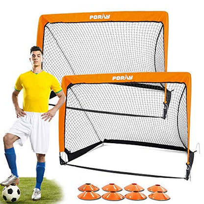 Poray Portable Soccer Goal Pop Up Soccer Net for Kids and Adults with 210D Oxford Fabric & Extra Stakes,Birthday Gift & Fun for Backyard and Soccer Training