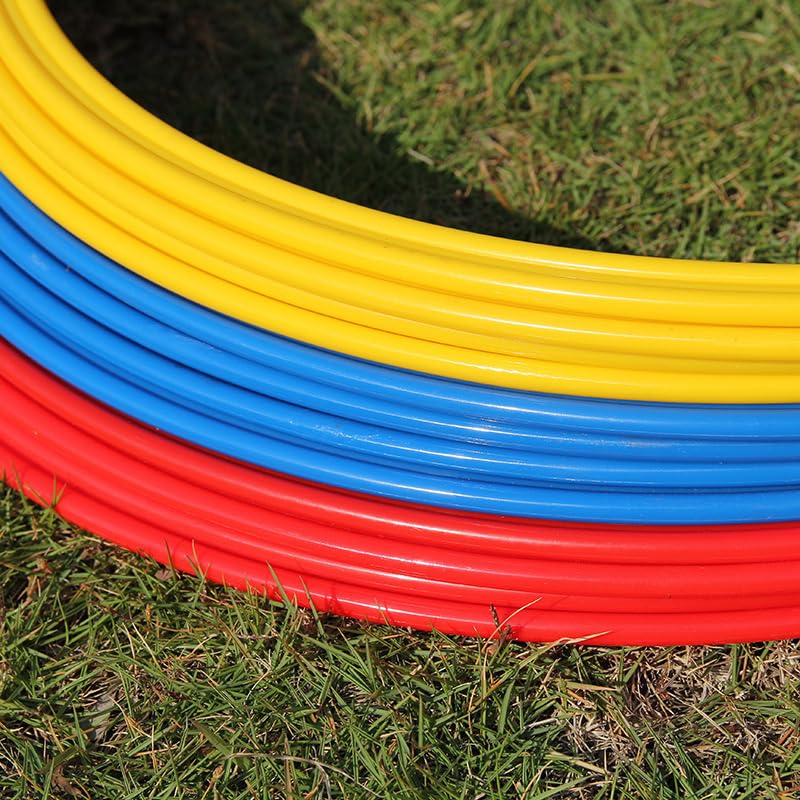 WEWILL Speed and Agility Training Rings, 18 Inches, Set of 12, Red Yellow Blue