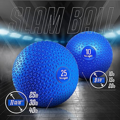 Yes4All Medicine Balls Weight Slam Balls 4.5kg, 6.8kg, 9kg, 11.3kg, 13.6kg, 18kg No Bounce Rubber Exercise Ball - Black, Blue, Teal, Orange & Glossy for Strength Training, Power, MMA Boxing Gym Weight