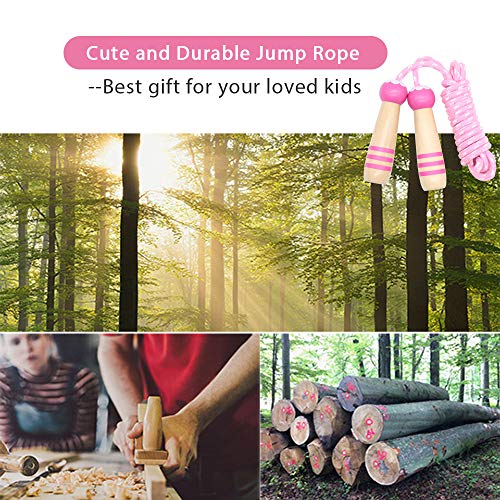 Jump Rope Kids, 7ft Adjustable Cotton Skipping Rope with Wooden Handle for Boys and Girls Fitness Outdoor Exercise - style: Pink
