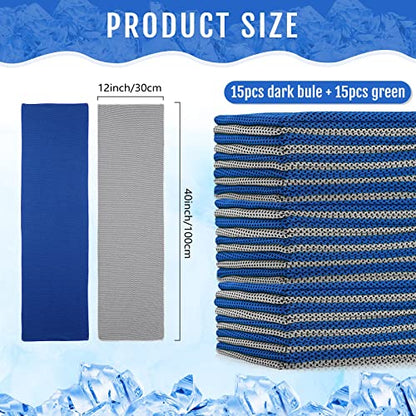 Hosuly 30 Pack Cooling Towels 40"x12" - color: Light Gray, Dark Blue