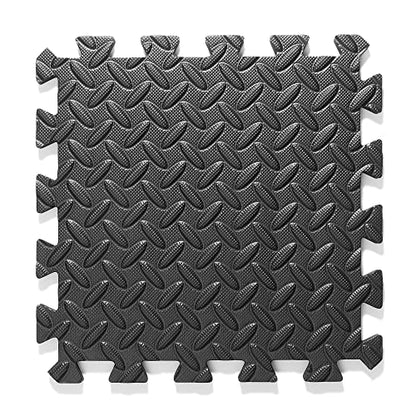 Philosophy Gym Pack of 36 Exercise Flooring Mats - 12 x 12 Inch Foam Rubber Interlocking Puzzle Floor Tiles - Black