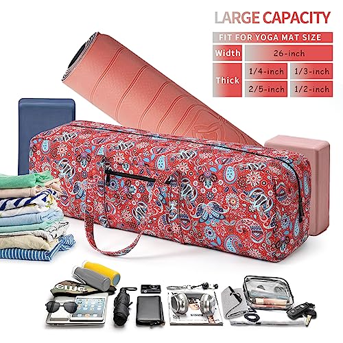 | Yoga Mat Bag | Large Yoga Mat Carrier with Wet Pocket | Yoga Gifts | Gym Tote Bag for Women - color: Red
