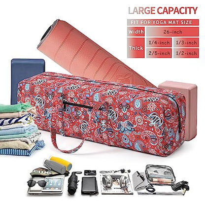 | Yoga Mat Bag | Large Yoga Mat Carrier with Wet Pocket | Yoga Gifts | Gym Tote Bag for Women - color: Red