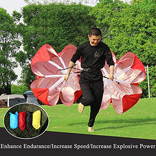 Resistance Parachute Running Speed Training, Speed Chute with Carry Bag, Resistance Running Parachute for Football Training Kids Youth and Adults(Color:Red) - color: Red
