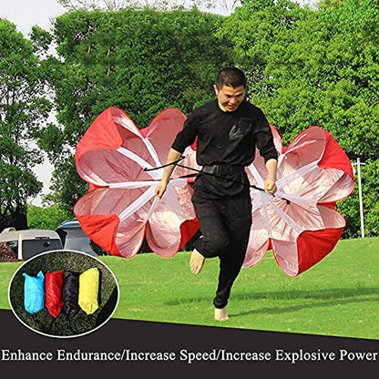 Resistance Parachute Running Speed Training, Speed Chute with Carry Bag, Resistance Running Parachute for Football Training Kids Youth and Adults(Color:Red) - color: Red
