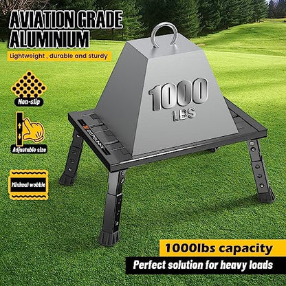 Adjustable RV Step Stool, 3-Step Height Adjustment, Foldable Legs, Wide Anti-Slip Surface,Supports Up to 1,000 lb, Premium Aluminum Construction Easy to Carry - color: Carton Black