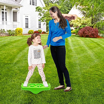 Kids Rocking Seesaw Balance Board with 5 Wooden Balls Sensory Training Rocking Board Balance Training Equipment Children Indoor Outdoor Activity Toy (Green) - color: Green