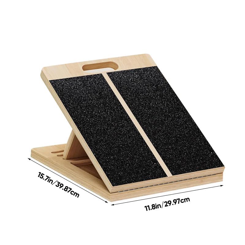 6-Angle Slant Board & Balance Board, 2-in-1 Wooden Mobility Board, Adjustable 40° Incline Stretch Board with Non-Slip Surface, Calf Stretcher and Ankle Balance Board for Adults, Squats, Stability Workouts