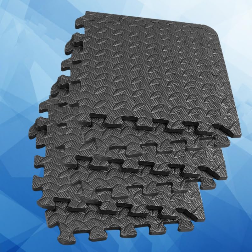 ibasenice Leaf Grain Interlocking Floor Mats 6-Pack Eva Foam Exercise Mats with 12 Edging Strips 11.81 X 11.81 X 0.47 in Cushioned Gym Mat Flooring for Yoga Dance Home Bathroom