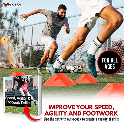 Speed & Agility Training Equipment Set - Includes 4 Agility Hurdles, 20 Disc Cones, Agility Ladder, Adjustable Leg Resistance Bands, Speed Parachute, Jumping Rope & Carry Bag - Designed For All Sports