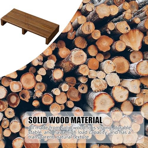Solid Wood Step Stool,Non-Slip Platform Step Safety Step,Portable Wooden Stand up,Long Footstool Helper,High Load Capacity,for Deck Bathroom Garages Long Solid Wood Step Stool(Wood Color,60x30x15cm)