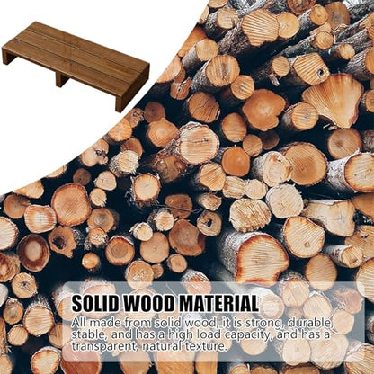 Solid Wood Step Stool,Non-Slip Platform Step Safety Step,Portable Wooden Stand up,Long Footstool Helper,High Load Capacity,for Deck Bathroom Garages Long Solid Wood Step Stool(Wood Color,60x30x15cm)