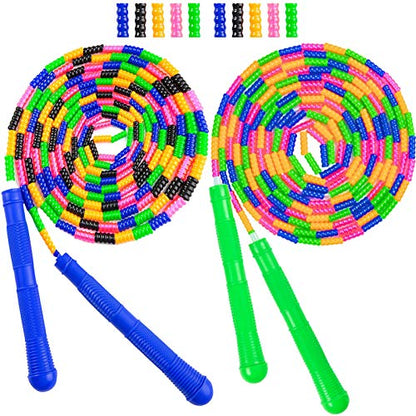 Long Double Dutch Jump Rope 16 Ft 2 Pack, Jump Rope for Kids Adults, Beaded Segmented Skipping Rope
