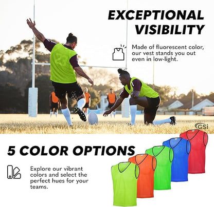 GSi Sports Speed Agility Training Bundle, 12 Practice Pinnies and 6 Adjustable Agility Hurdles for Group Drills