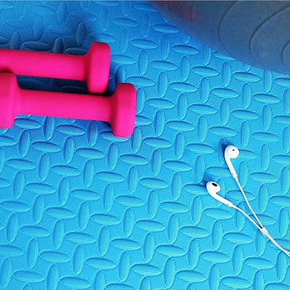 Elevon Puzzle Exercise Gym Flooring Mat, 3/4" Thick EVA Interlocking Foam 24 Tiles Workout Mat for Home Gym, 96 Sq Ft, Navy - color: Navy, style: 3/4"Th, 24 Tiles (96 Sq Ft)