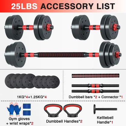 Adjustable Dumbbells Set of 2,Free Weight Set with Connector,Used as Barbell, Kettlebells, Push up Stand, Weight Plate, Fitness Exercises for Home Gym Suitable Men/Women