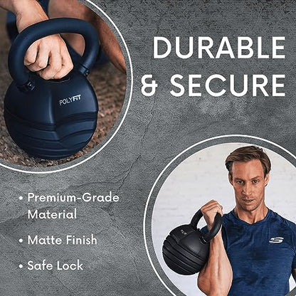 Polyfit Adjustable Kettlebell Set | 30/40/50 lbs | Kettlebell Weights for Home Gym - color: BLACK - 40 LB