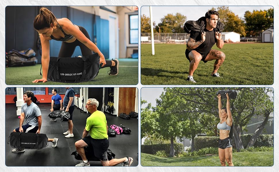 TrailBlaze Adjustable XL Workout Sandbag for Exercise & Fitness – Heavy Duty, Multiple Handles, 125-200 LB Capacity, 4 Unfilled Inner Bags – Perfect for Weight Training, Powerlifting, Yoga, Full-Body