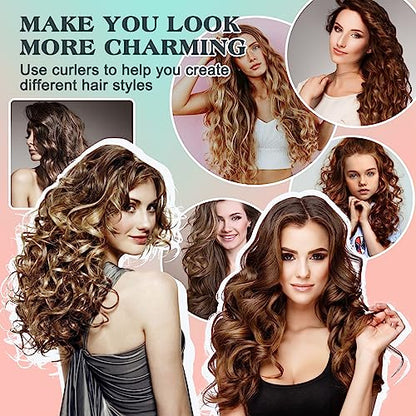 Heatless Hair Curler Set - 30 Flexible Overnight Blowout Rods, Soft Rollers for Long Hair (Small Size) - color: 9.45" (3 Sizes)