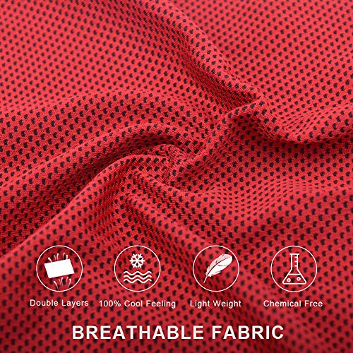 Sports Towel for Instant Cooling Relief Microfiber Towels for Golf Workout Swimming Gym Yoga Travel Camping Fitness 40"x12" Sweat Towel (Dark Red 2 Pack)