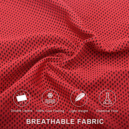 Sports Towel for Instant Cooling Relief Microfiber Towels for Golf Workout Swimming Gym Yoga Travel Camping Fitness 40"x12" Sweat Towel (Dark Red 2 Pack)