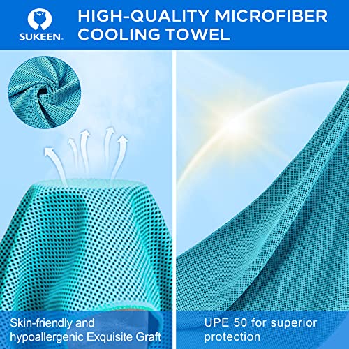 Sukeen 4 Pack Cooling Towels (40"x 12"), Cooling Neck Wraps, Soft Ice Towel - color: Dark Blue/Green/Lake Blue/Pink