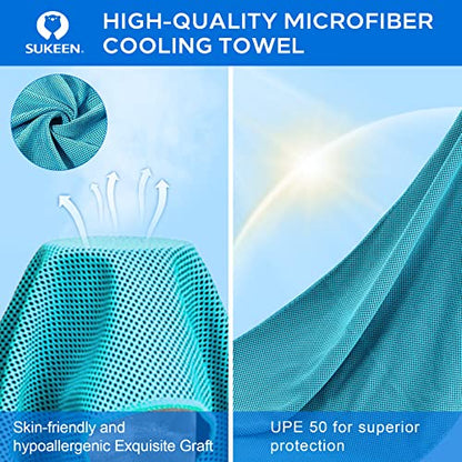Sukeen 4 Pack Cooling Towels (40"x 12"), Cooling Neck Wraps, Soft Ice Towel - color: Dark Blue/Green/Lake Blue/Pink