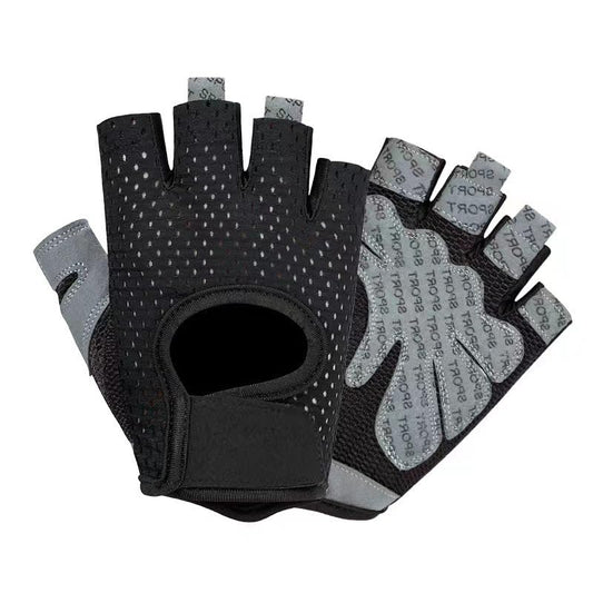 Fingerless-Workout-Gloves Women - Breathable-Mesh-Cycling-Gloves with Anti-Slip Grip for FitnessOutdoor Sports - color: Black, size: Large