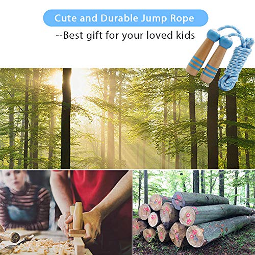 Jump Rope Kids, 7ft Adjustable Cotton Skipping Rope with Wooden Handle for Boys and Girls Fitness Outdoor Exercise - style: Blue