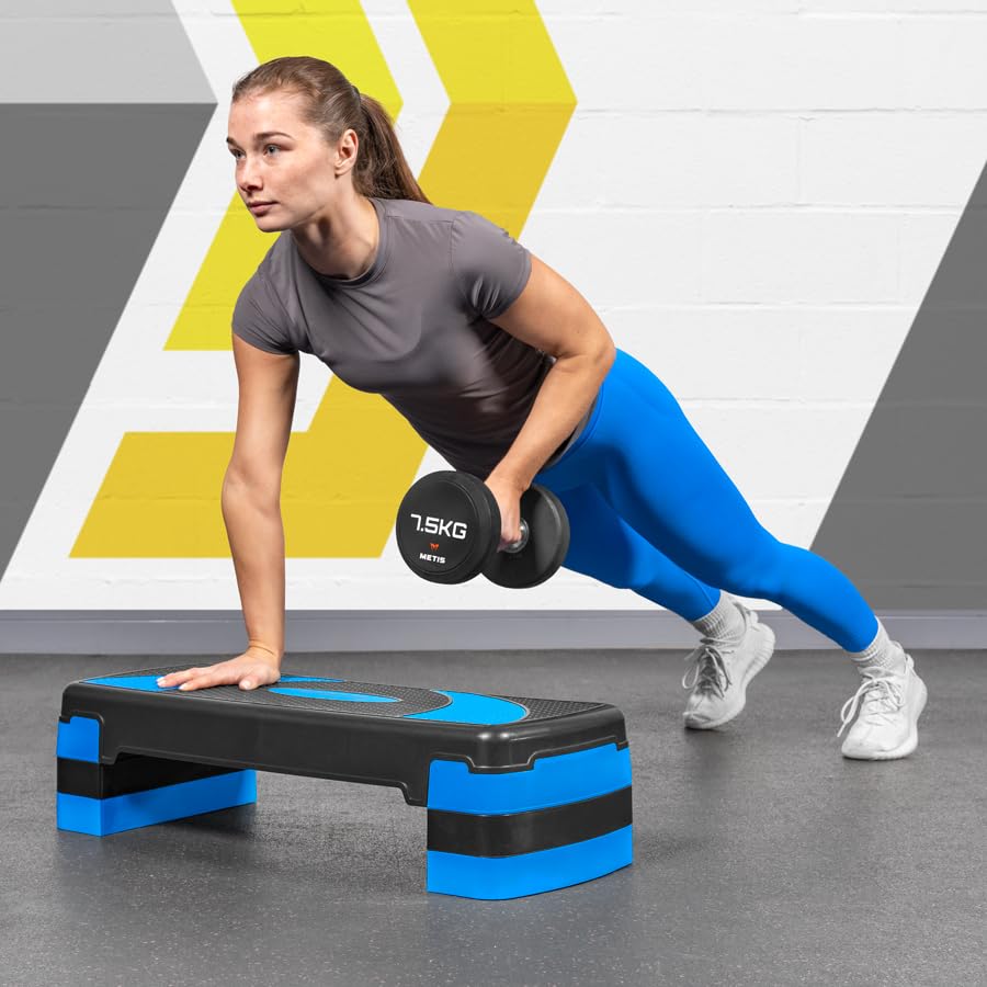 METIS Fitness/Exercise Step – Adjustable Height Levels (4in, 6in & 8in) | Aerobic Step - Home Gym Equipment | Step Up Box For Exercise | [2 Color Options]