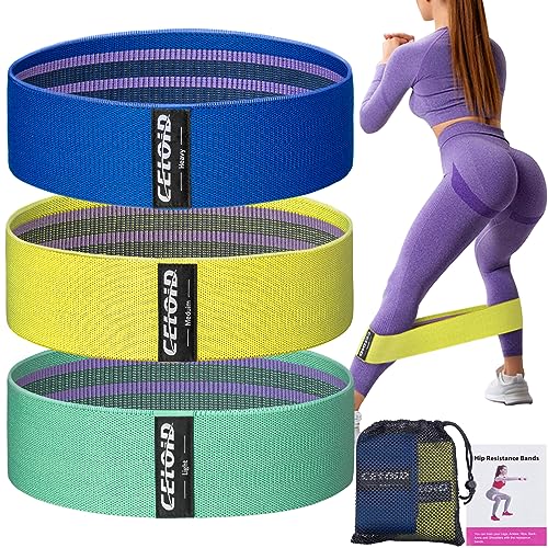 Resistance Bands Set, Exercise Bands with Non-Slip Design for Hips & Glutes, 3 Levels Workout Bands for Women and Men, Booty Bands for Home Fitness, Yoga, Pilates - color: Blue,Green,Yellow