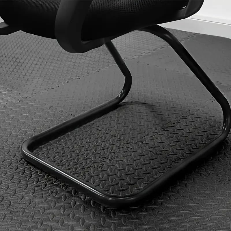 Boolavard Puzzle Exercise Mat ½ in, EVA Interlocking Foam Floor Tiles for Home Gym, Mat for Home Workout Equipment, Floor Padding for Kids (Black - 1/2 Inch - 12 Sq Ft - 12 Tiles)