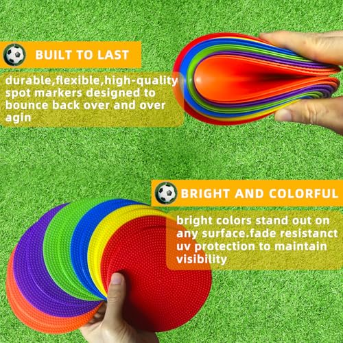 Poly Spot Markers 4inch/9 inch Non-Slip Rubber Agility Markers Flat Field Cones Floor Dots for Football, Soccer, Basketball Training Markers, School Activities, Exercise Drills, Social Distancing
