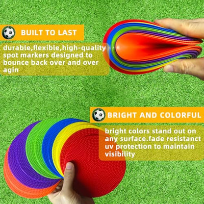 Poly Spot Markers 4inch/9 inch Non-Slip Rubber Agility Markers Flat Field Cones Floor Dots for Football, Soccer, Basketball Training Markers, School Activities, Exercise Drills, Social Distancing
