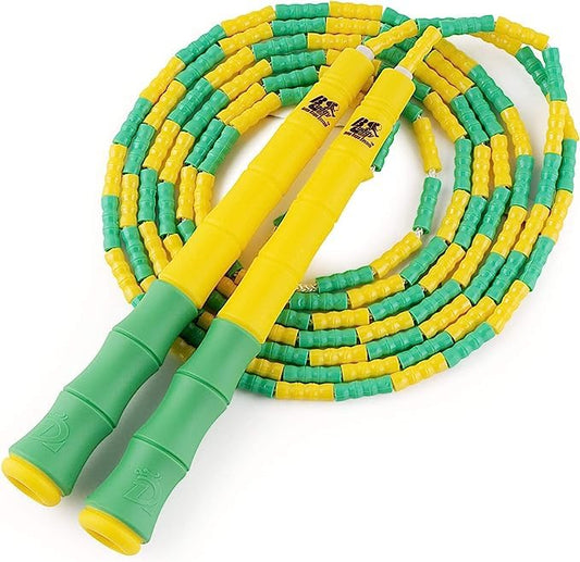Buddy Lee New Beaded Jump Rope – Adjustable Skipping Rope for Adults – Durable, Tangle-Free Fitness Jump Rope with Ergonomic Handles for Cardio, Training & Outdoor Workouts - color: e.Yellow Green