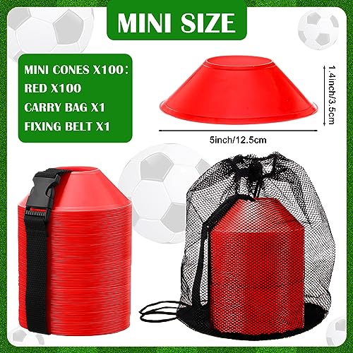 Hanaive Mini Soccer Cones for Agility Drills, 5 Inch - color: Red