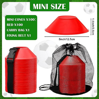 Hanaive Mini Soccer Cones for Agility Drills, 5 Inch - color: Red