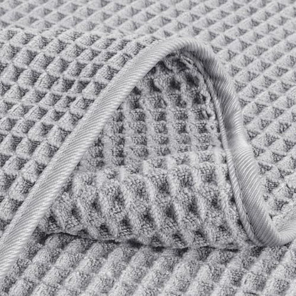 POLYTE 430 GSM Poly Blend Microfiber Quick Dry Waffle Hand Towel, 16x30 in - color: Light Gray
