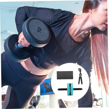 Ab Roller Wheel Exercise Kit with Knee Pad and Jump Rope, Blue Fitness Roller Wheel for Abdominal Exercise and Core Strength Training at Home