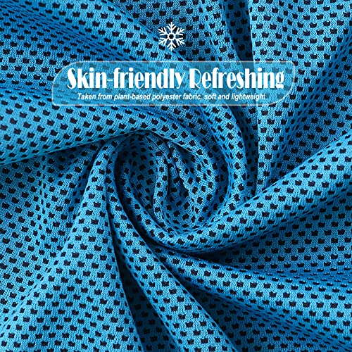 10 Pack Cooling Towels Bulk Microfiber Ice Towel Quick Dry Breathable Chilly Sweat Towel Stay Cool Towel for Neck Face Yoga Gym Workout Running Pilates Beach with Carabin Bag, 40x12'', Blue - color: Light Blue